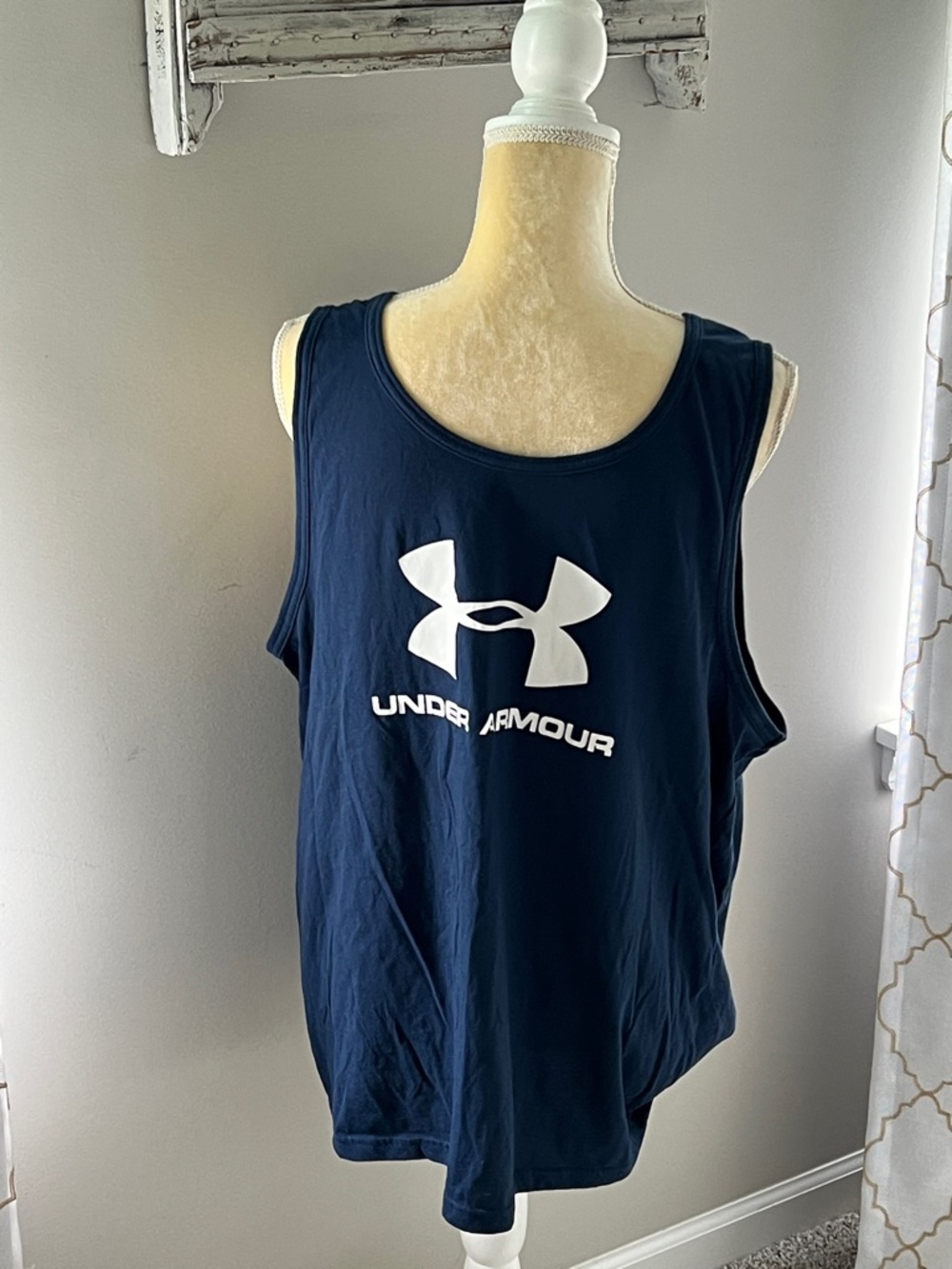 Under Armour Navy Blue Tank with White Logo